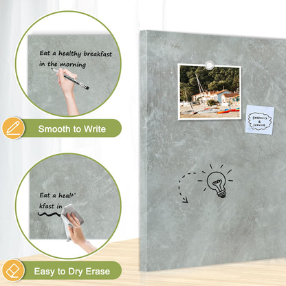 Frameless Magnetic Whiteboard Dry Erase White Board Decorative White Board for Wall with Concrete Pattern
