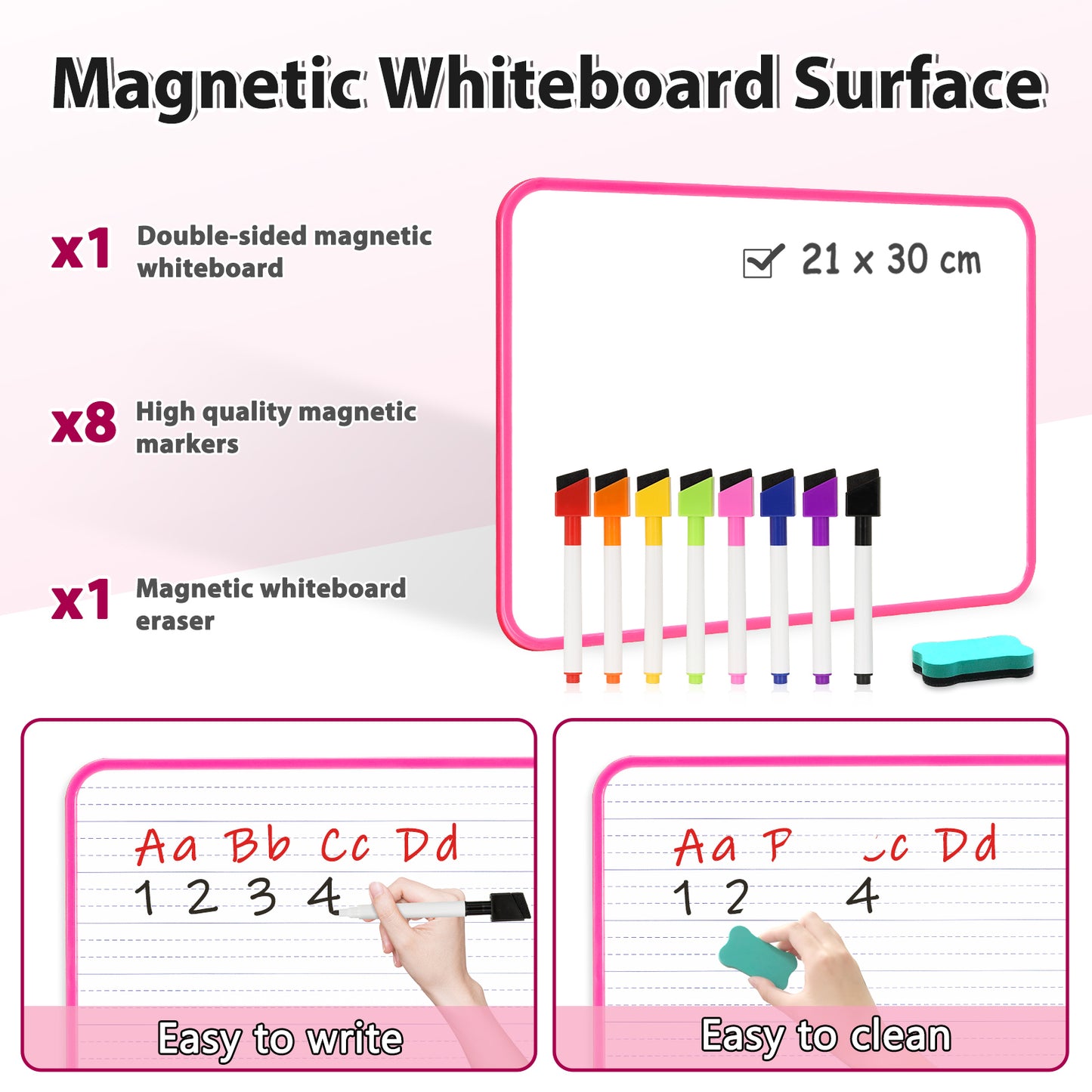 Writing Board Handheld Whiteboard 12"x8" Small White Board, Pink