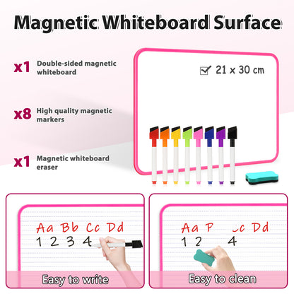 Writing Board Handheld Whiteboard 12"x8" Small White Board, Pink
