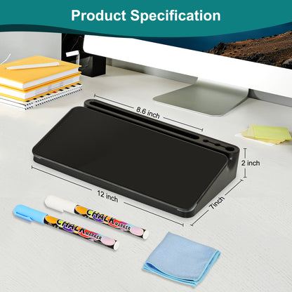 Desktop Glass Whiteboard with Storage Desk Board Buddy Desk Whiteboard Dry Erase Board for Desk