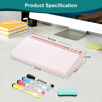 Desktop Whiteboard with Storage Desktop Glass Desk Dry Erase Board