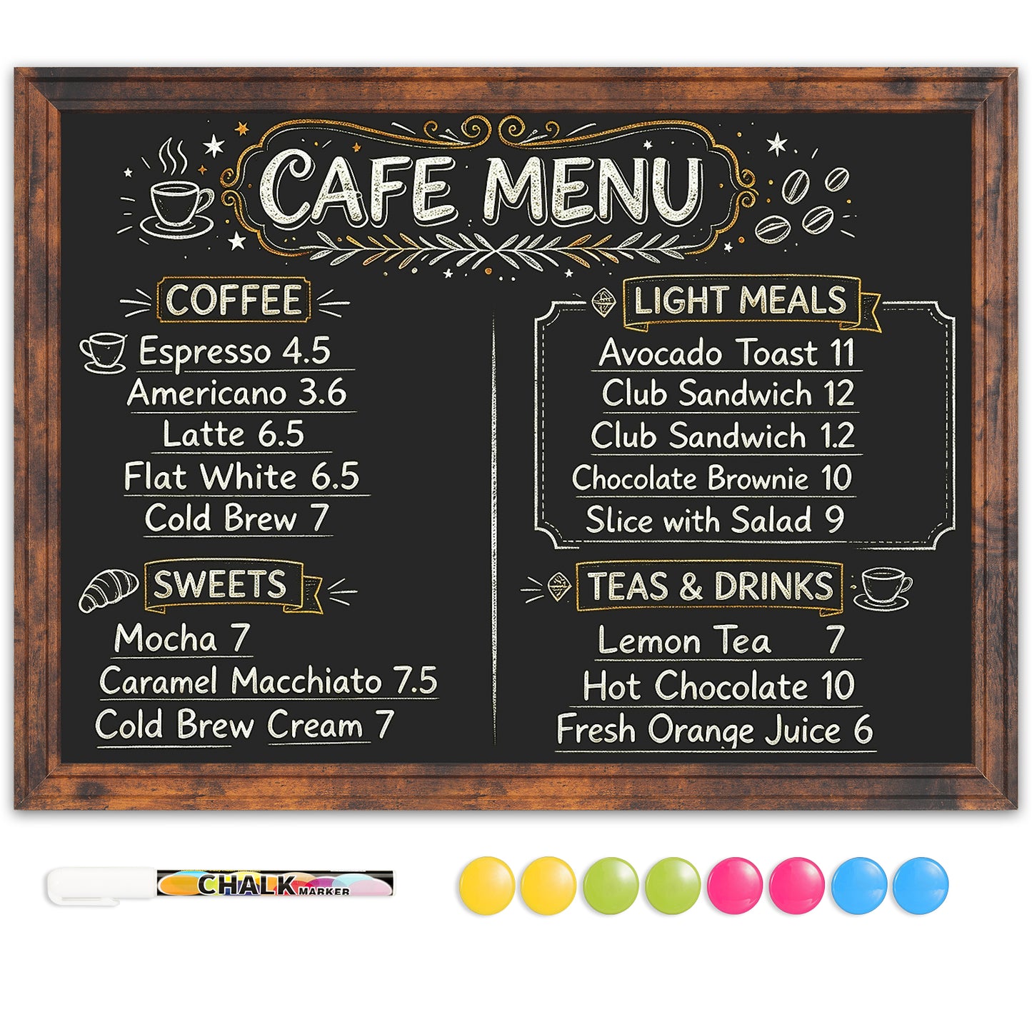 Magnetic Chalkboard 24"x18", 36"x24" Large Blackboard, Hanging Chalk Board for Wall Rustic Blackboard Hanging Chalkboards