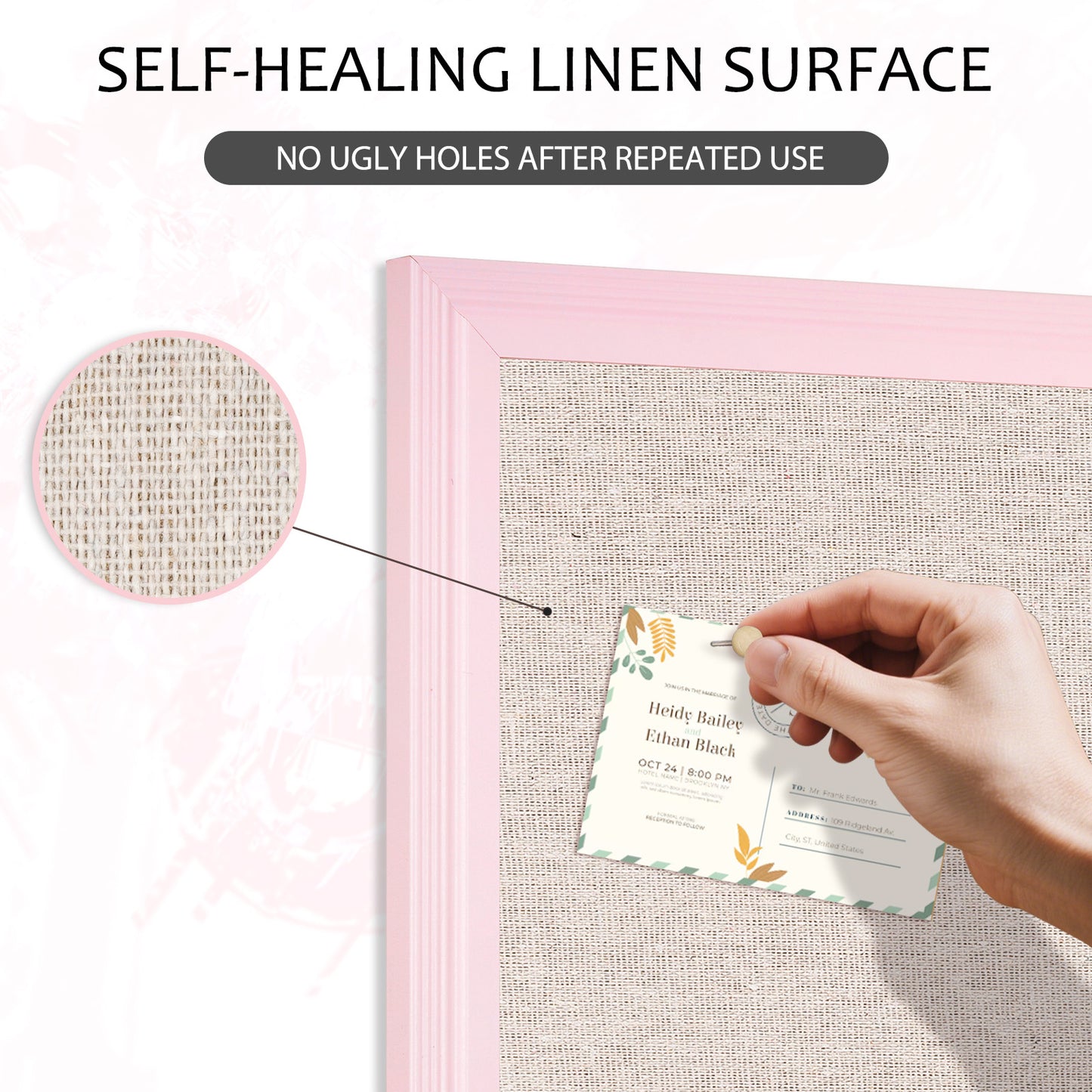 Pink Bulletin Board Pink Cork Board with Linen, Wood Framed 18"x 24" Corkboard Bulletin Board for Wall Decor