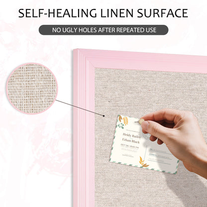 Pink Bulletin Board Pink Cork Board with Linen, Wood Framed 18"x 24" Corkboard Bulletin Board for Wall Decor