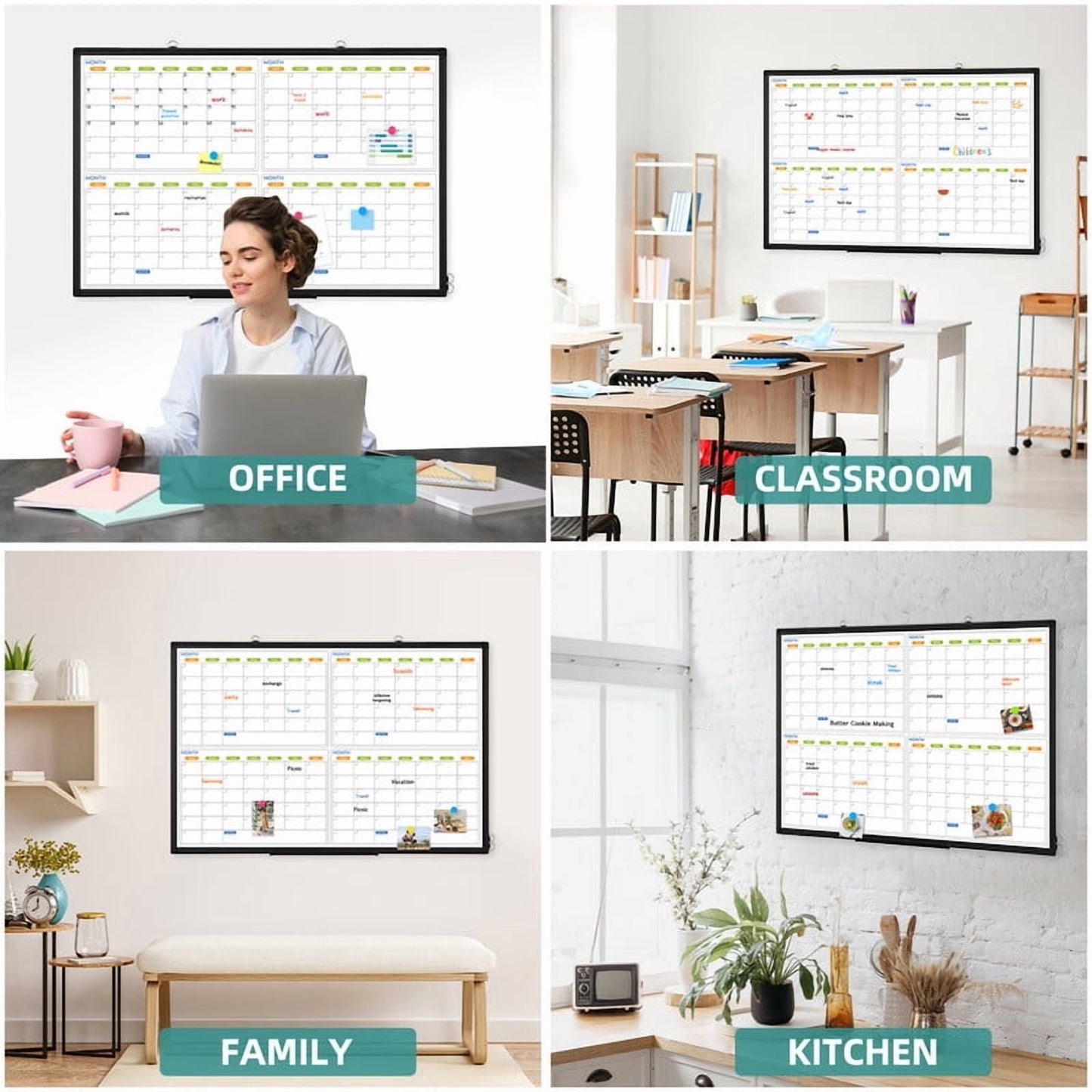 4 Monthly Calendar Whiteboard Magnetic Dry Erase Calendar Whiteboard 4 Month White Board Calendar