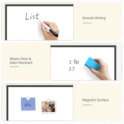Linen Bulletin Board Whiteboard Combo 24"X18" Dry Erase Cork Board Combo Whiteboard with Grey Linen