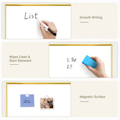 Linen Bulletin Board Whiteboard Combo 24"X18" Dry Erase Cork Board Combo Whiteboard with Beige Linen