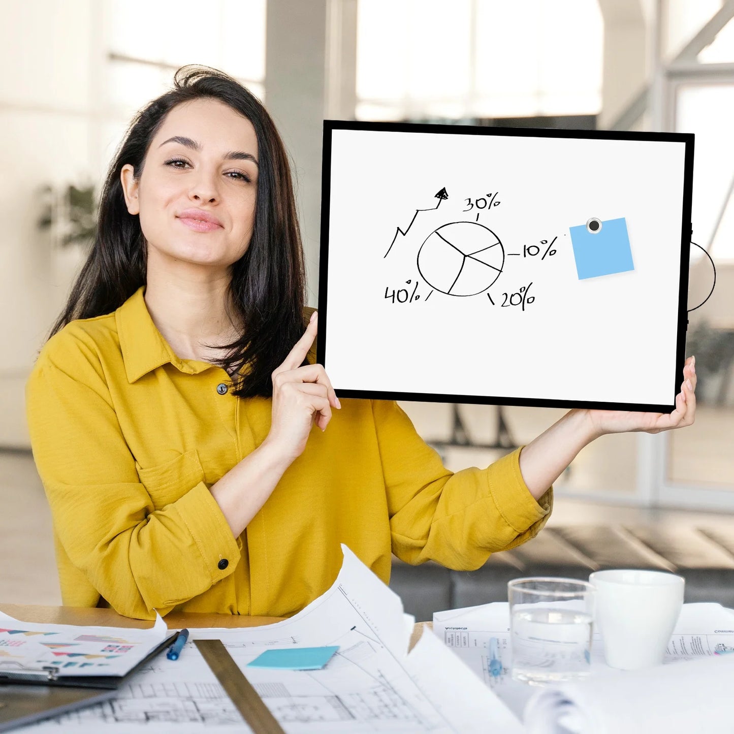 Dry Erase White Board for Wall, 12" x 16" Small Magnetic Portable Double-Sided Whiteboard