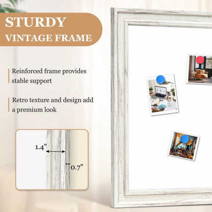 Dry Erase White Board Magnetic Whiteboard White Vintage Wood Frame Wall-Mounted White Board