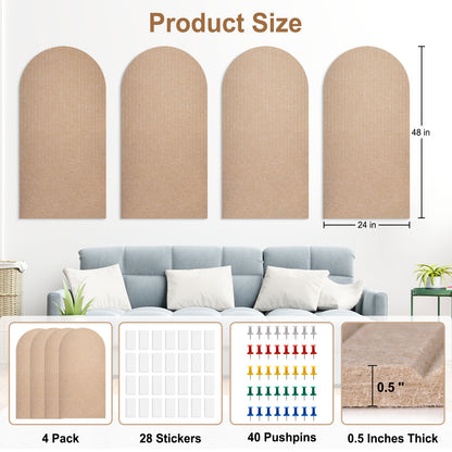 Felt Bulletin Board Push Pin Board Large Decorative Cork Boards for Walls Arch Decor Poster Boards for Wall