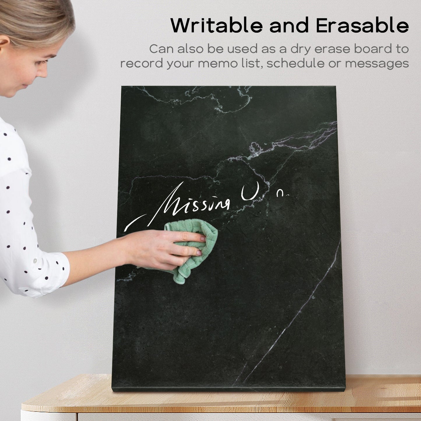 Magnetic Boards for Wall 18"x24" Black Marble Decorative White Board Magnetic Dry Erase Board