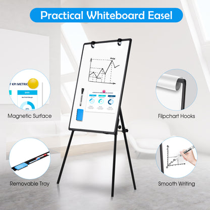 Whiteboard Easel with Stand 36" x 24" Height Adjustable Tripod Stand Portable Magnetic Dry Erase White Board