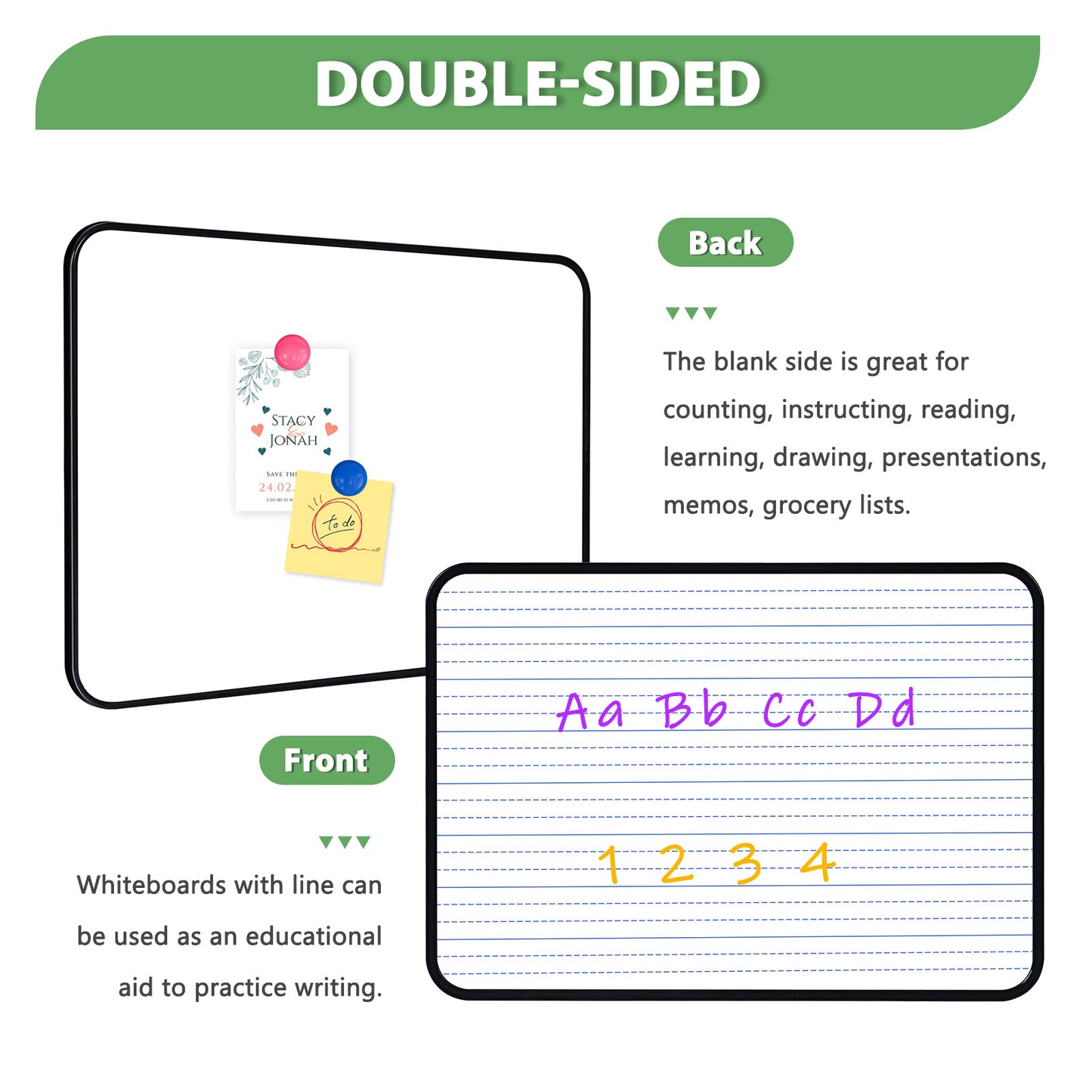 Dry Erase White Board  Portable and Double Sided Whiteboard for Drawing Writing