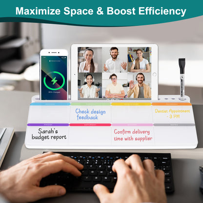 DOLLAR BOSS Desk White Board with Computer Keyboard Stand, Desktop Glass Whiteboard