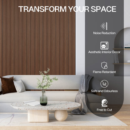 Wood Slat Acoustic Panels for Wall, 23.6" x 23.6" 2Pcs, Walnut