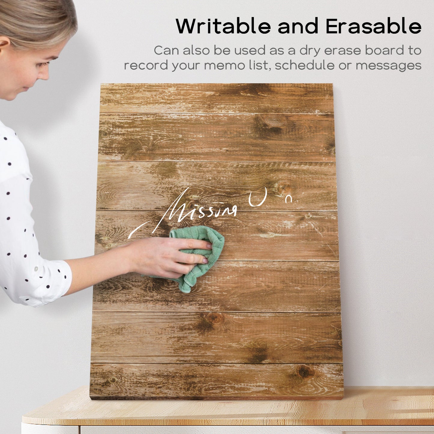 Magnetic Boards for Wall Dry Erase Board 18 x 24 inches Decorative White Board for Wall with Design Brown Wooden Planks