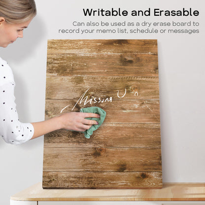 Magnetic Boards for Wall Dry Erase Board 18 x 24 inches Decorative White Board for Wall with Design Brown Wooden Planks