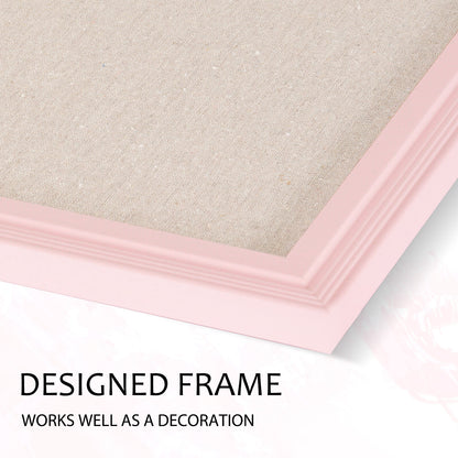 Pink Bulletin Board Pink Cork Board with Linen, Wood Framed 18"x 24" Corkboard Bulletin Board for Wall Decor