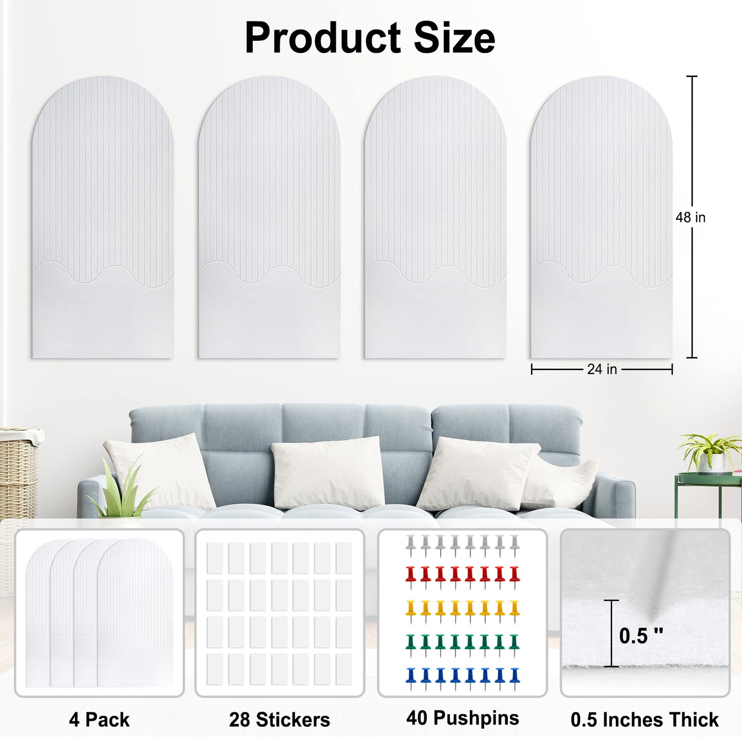 Felt Bulletin Board Push Pin Board Large Decorative Cork Boards for Walls Arch Decor Poster Board for Wall