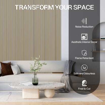 2 Pcs Acoustic Slat Wood Wall Panel, 46.45" x 23.81" Wood Slat Soundproof Wall Panel