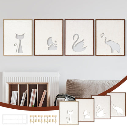 4 Pack Felt Fabric Art Crafts 11" x 14" Decorative Bulletin Board Photo Frames Felt Tiles for Wall Home and Office Decoration