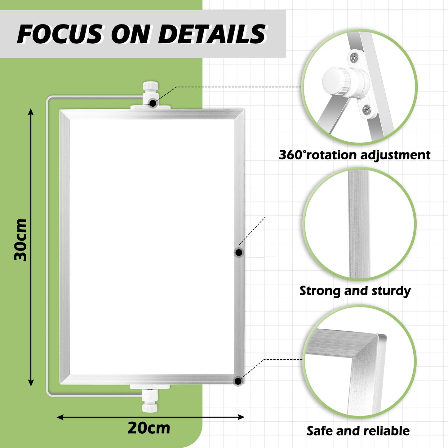Small White Board with Stand, 12" x 8", Double-Sided with 8 Markers 8 Magnets 1 Eraser- Sliver