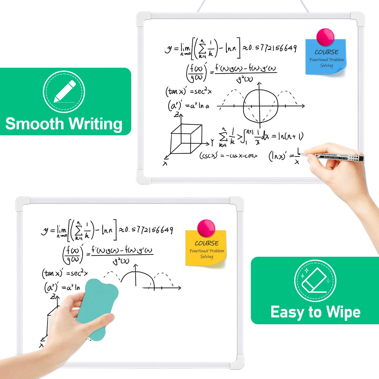 Magnetic White Board Dry Erase 16" x 12" Hanging Sign Portable Writing Dry Erase Whiteboard
