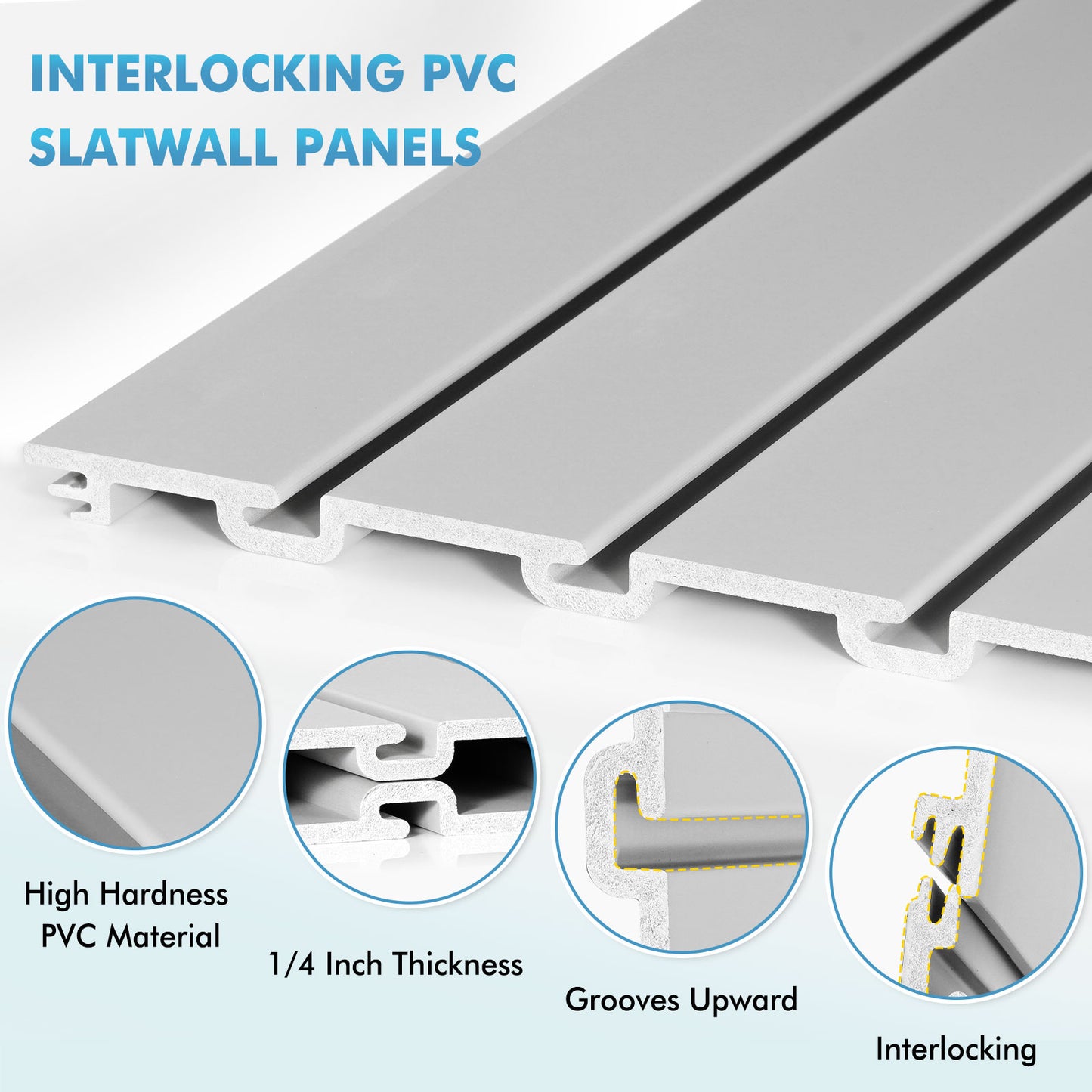 Slatwall Panels 8 ft x 4 ft Horizontal PVC Slatwall Easy Organizer Panels