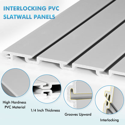 Slatwall Panels 8 ft x 4 ft Horizontal PVC Slatwall Easy Organizer Panels