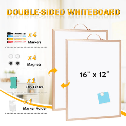 Dry Erase White Board for Wall, 12" x 16" Small Magnetic Portable Double-Sided Whiteboard
