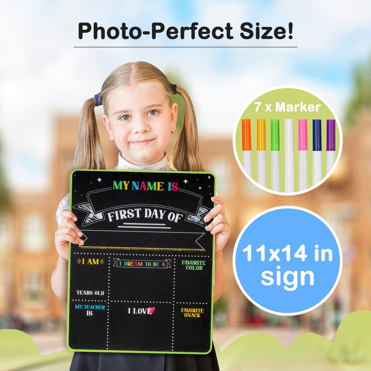 First and Last Day Chalkboard Signs, 14”x11” Double-Sided Reusable And Erasable Chalkboard