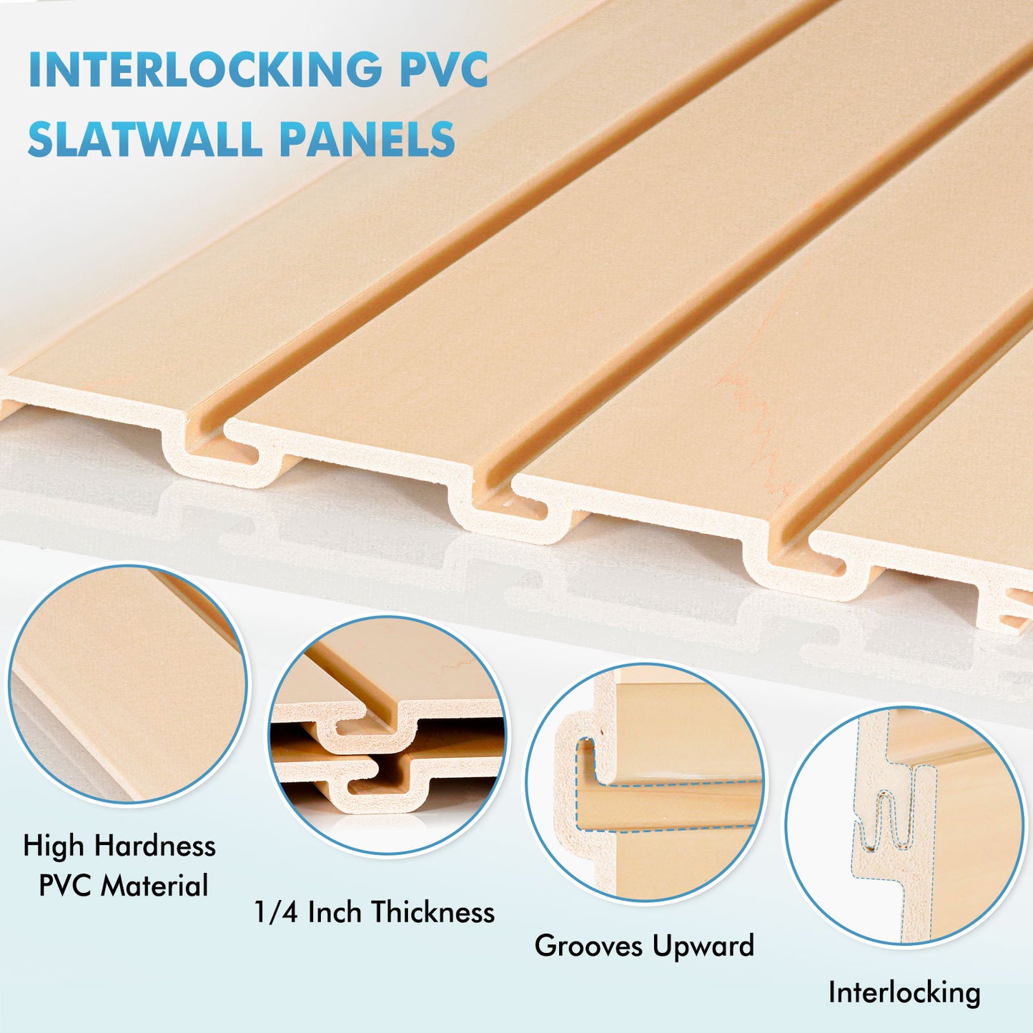 Slatwall Panels 4 ft x 2 ft Horizontal PVC Slatwall Easy Organizer Panels,24" H x 48" L - Pack of 2, Perfect for Retail Store, Garage Wall, Maple