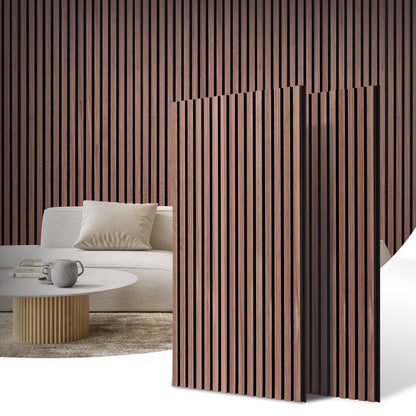 Wood Slat Acoustic Panels for Wall, 46.5" x 23.8" 2Pcs, Walnut