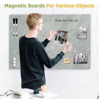 Frameless Magnetic Whiteboard Dry Erase White Board Decorative White Board for Wall with Concrete Pattern