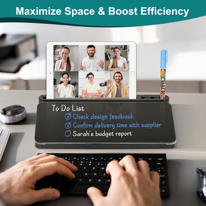 Desktop Glass Whiteboard with Storage Desk Board Buddy Desk Whiteboard Dry Erase Board for Desk
