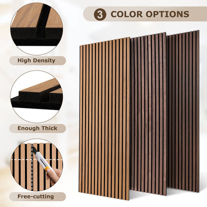 Wood Slat Acoustic Panels for Wall, 46.5" x 23.8" 2Pcs, Oak