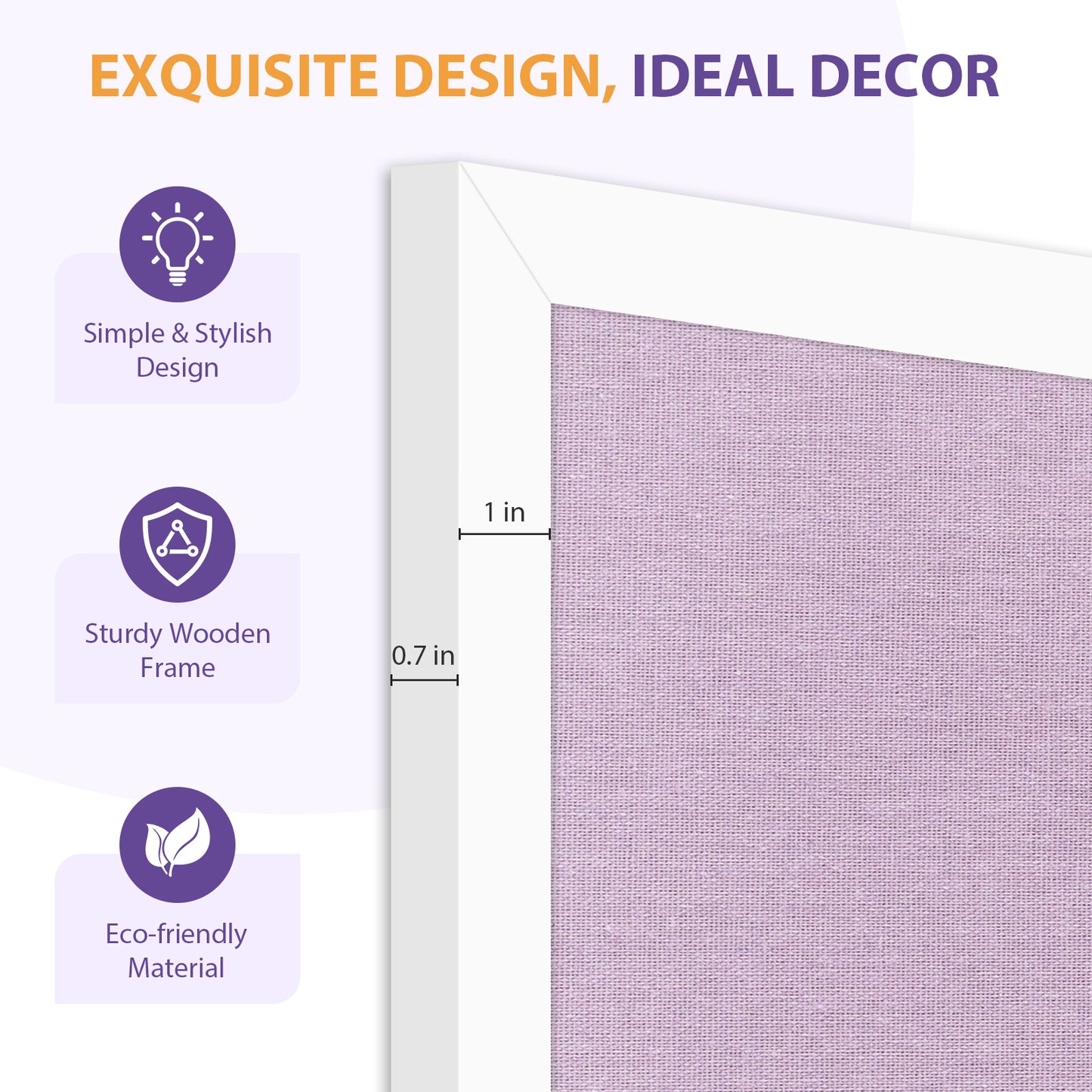Linen Bulletin Board Poster Board 24x18 Inches Purple Linen Cork Board for Wall