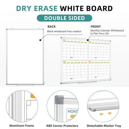 White Board Calendar Dry Erase Wall Mount 4 Monthly Calendar Whiteboard 4 Month White Board Calendar Planner Schedule Board