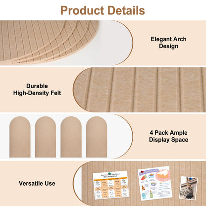 Felt Bulletin Board Push Pin Board Large Decorative Cork Boards for Walls Arch Decor Poster Boards for Wall