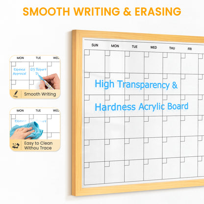 Acrylic Calendar for Wall Whiteboard, 24''x18'' Monthly Calendar Clear Dry Erase Board