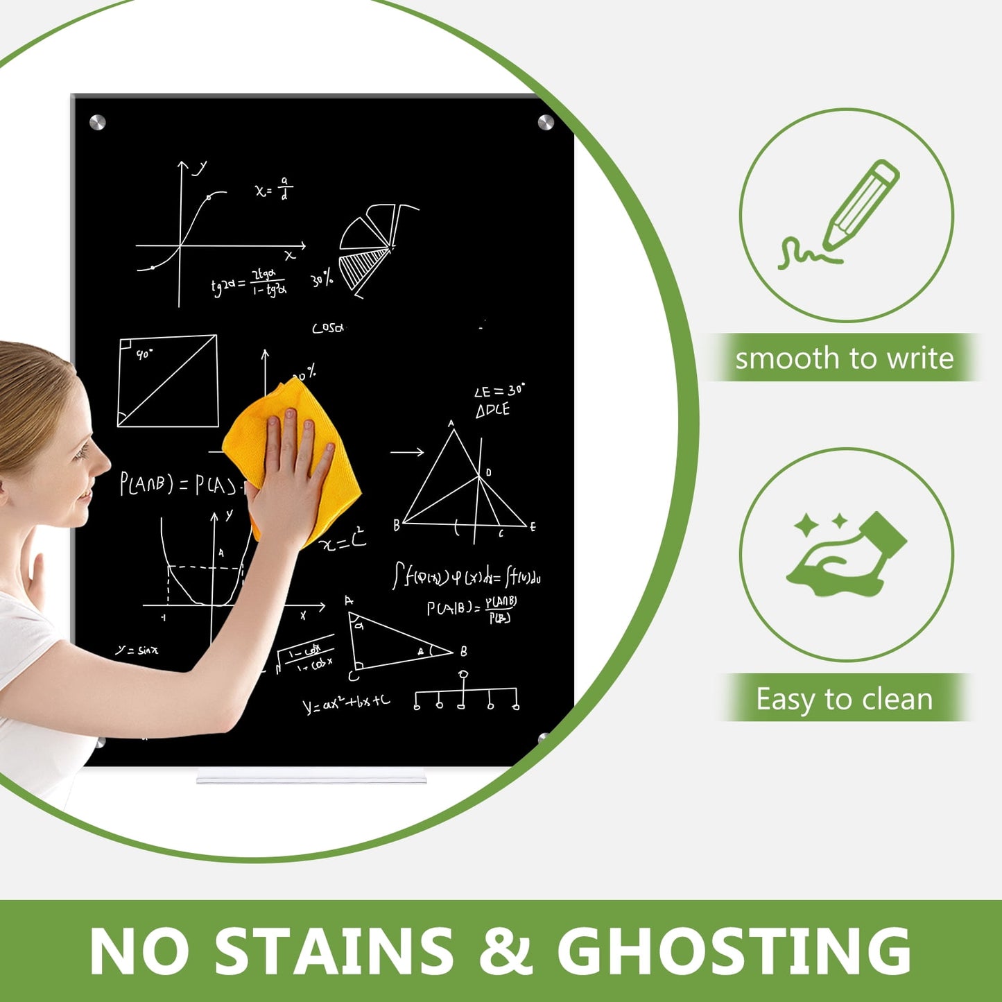 Black Glass Dry Erase Board Magnetic Glass Board Frameless Glass Blackboard Magnetic Dry Erase Glass Board