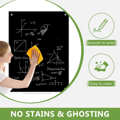 Black Glass Dry Erase Board Magnetic Glass Board Frameless Glass Blackboard Magnetic Dry Erase Glass Board