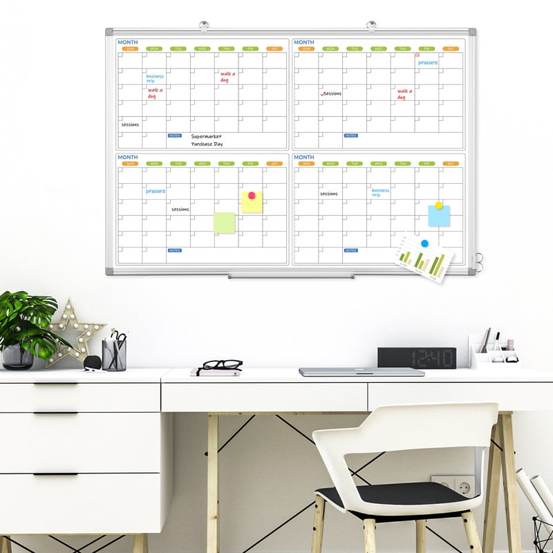 White Board Calendar Dry Erase Wall Mount 4 Monthly Calendar Whiteboard 4 Month White Board Calendar Planner Schedule Board