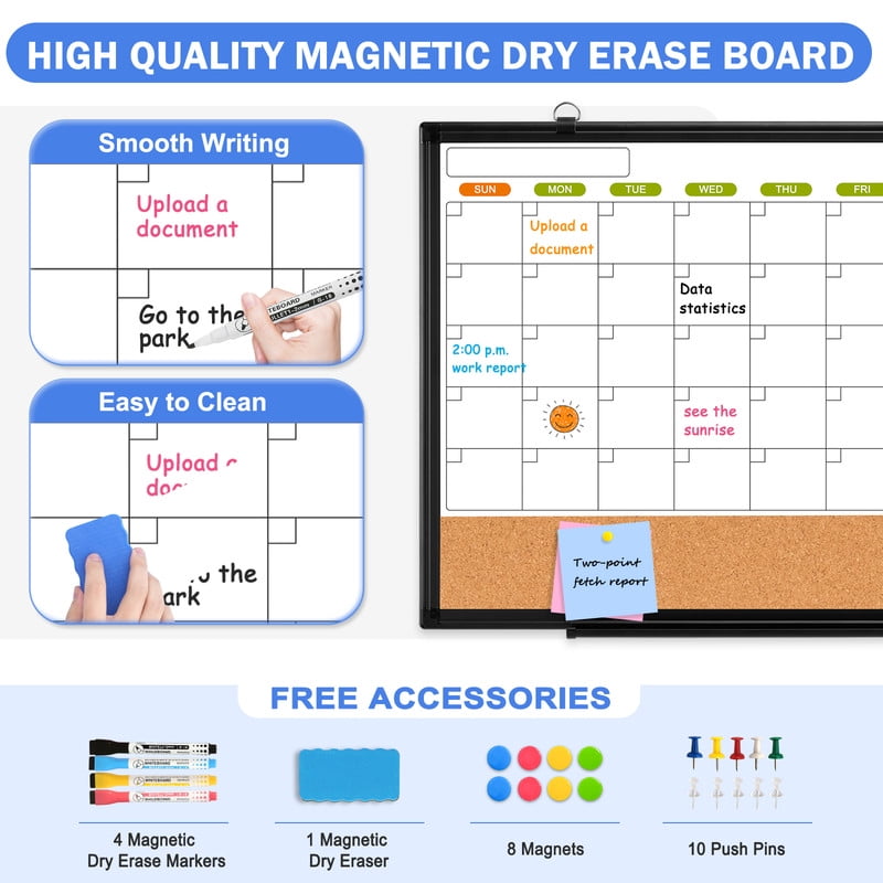 Monthly Dry Erase Calendar Whiteboard Calendar Cork Board Combo Calendar Bulletin Board