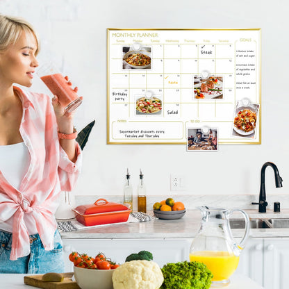 Monthly Calendar Whiteboard Magnetic Dry Erase Calendar White Board Calendar with Gold Frame