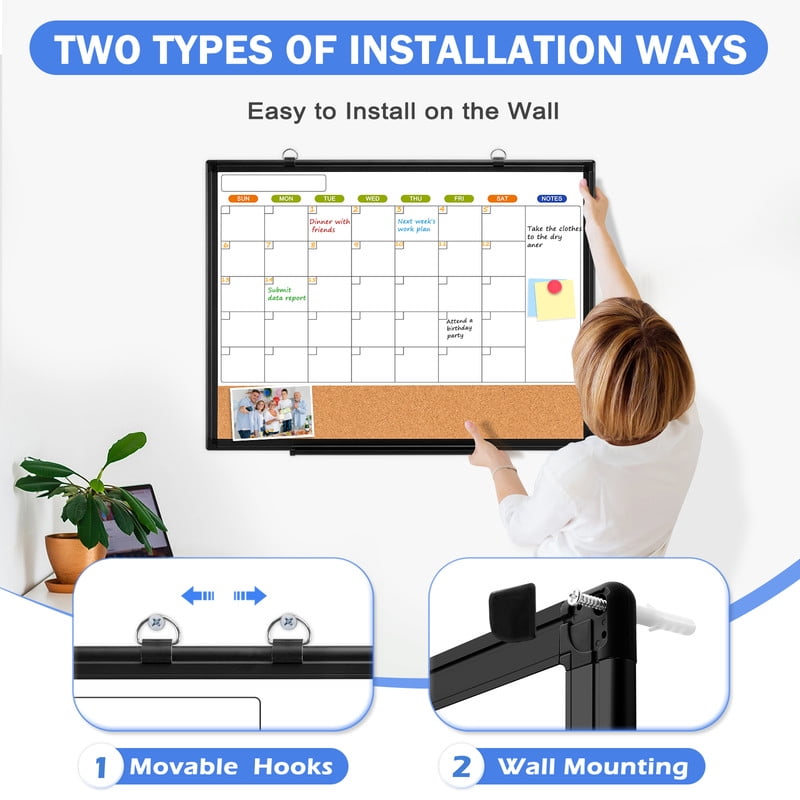 Monthly Dry Erase Calendar Whiteboard Calendar Cork Board Combo Calendar Bulletin Board
