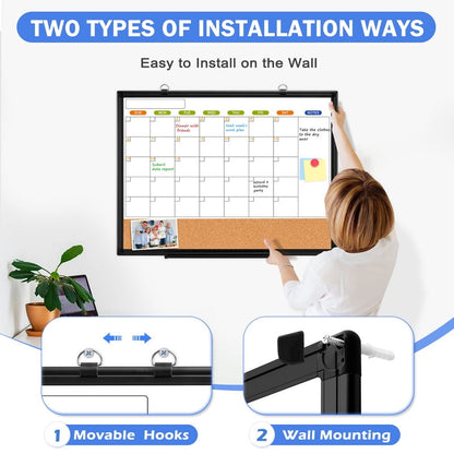 Monthly Dry Erase Calendar Whiteboard Calendar Cork Board Combo Calendar Bulletin Board