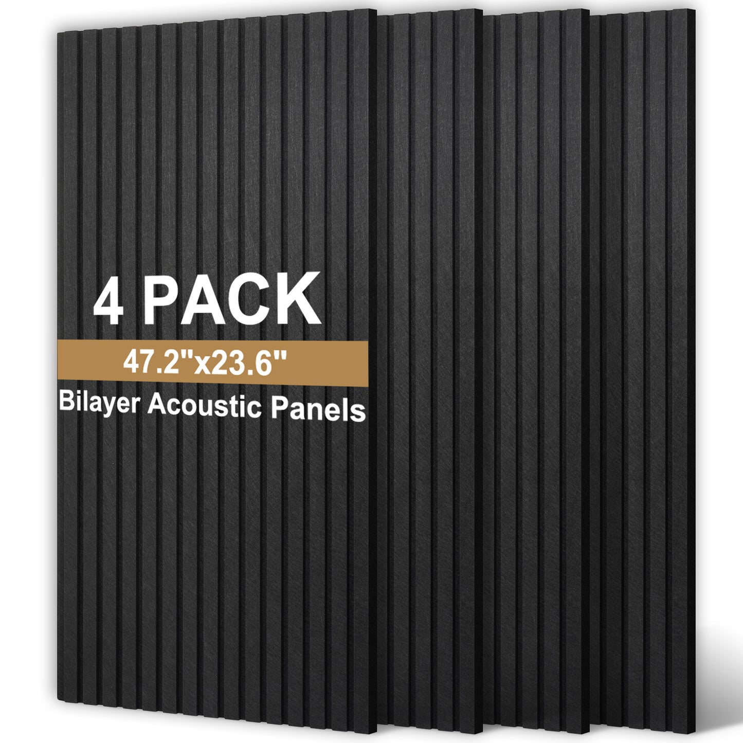 Slat Acoustic Panels Acoustic Panels, Decorative Sound Proof Felt Panels, Slat Wall Panels for Wall Decor Sound Absorbing Panel, Black