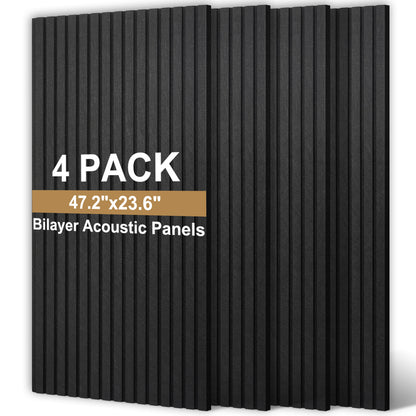 Slat Acoustic Panels Acoustic Panels, Decorative Sound Proof Felt Panels, Slat Wall Panels for Wall Decor Sound Absorbing Panel, Black