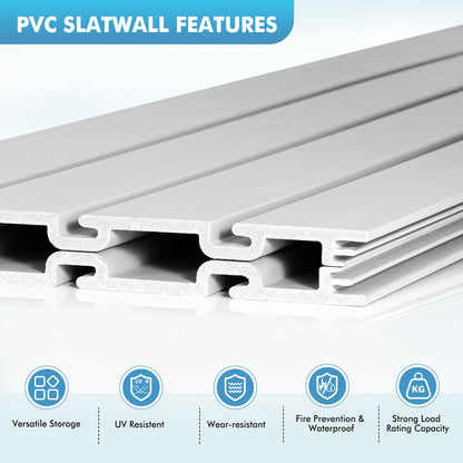 Slatwall Panels 4 ft x 2 ft Horizontal PVC Slatwall Easy Organizer Panels